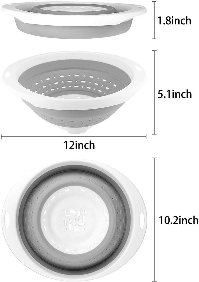 Qimh Collapsible Colander and Strainer, 5 Quart(1.25 Gal), Heavey Duty Kitchen D