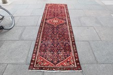 Vintage Hand Made Traditional Oriental Wool Blue Red Long Narrow Runner 304x81cm