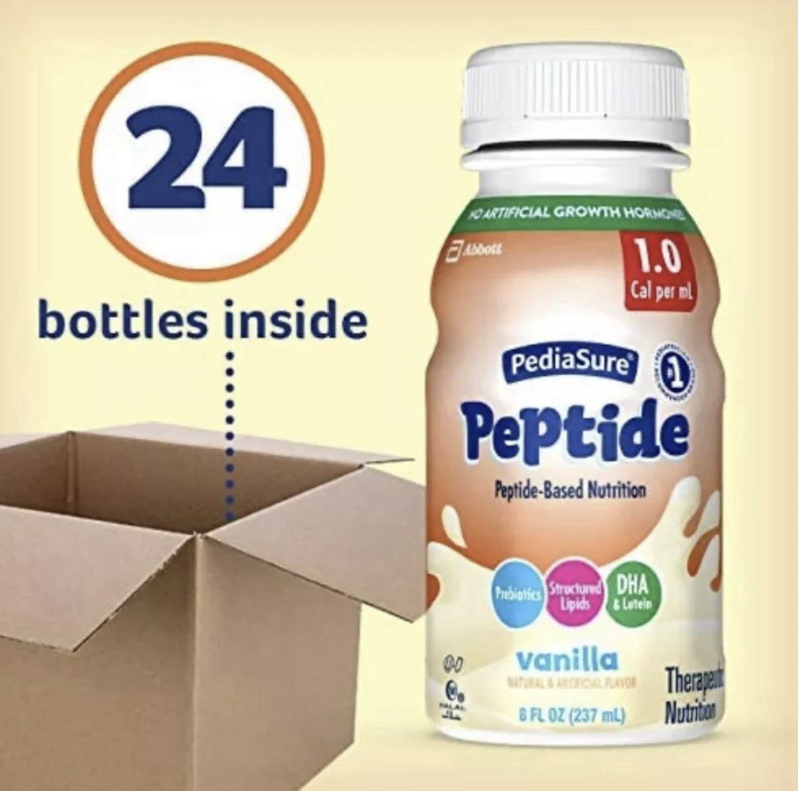 Pediasure Peptide 1.0 Cal Vanilla Shakes Drinks 1 Case Fast 