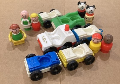Fisher Price Plastic Little People & Cars Mixed Lot 14 Vintage 1970s 1980s Used