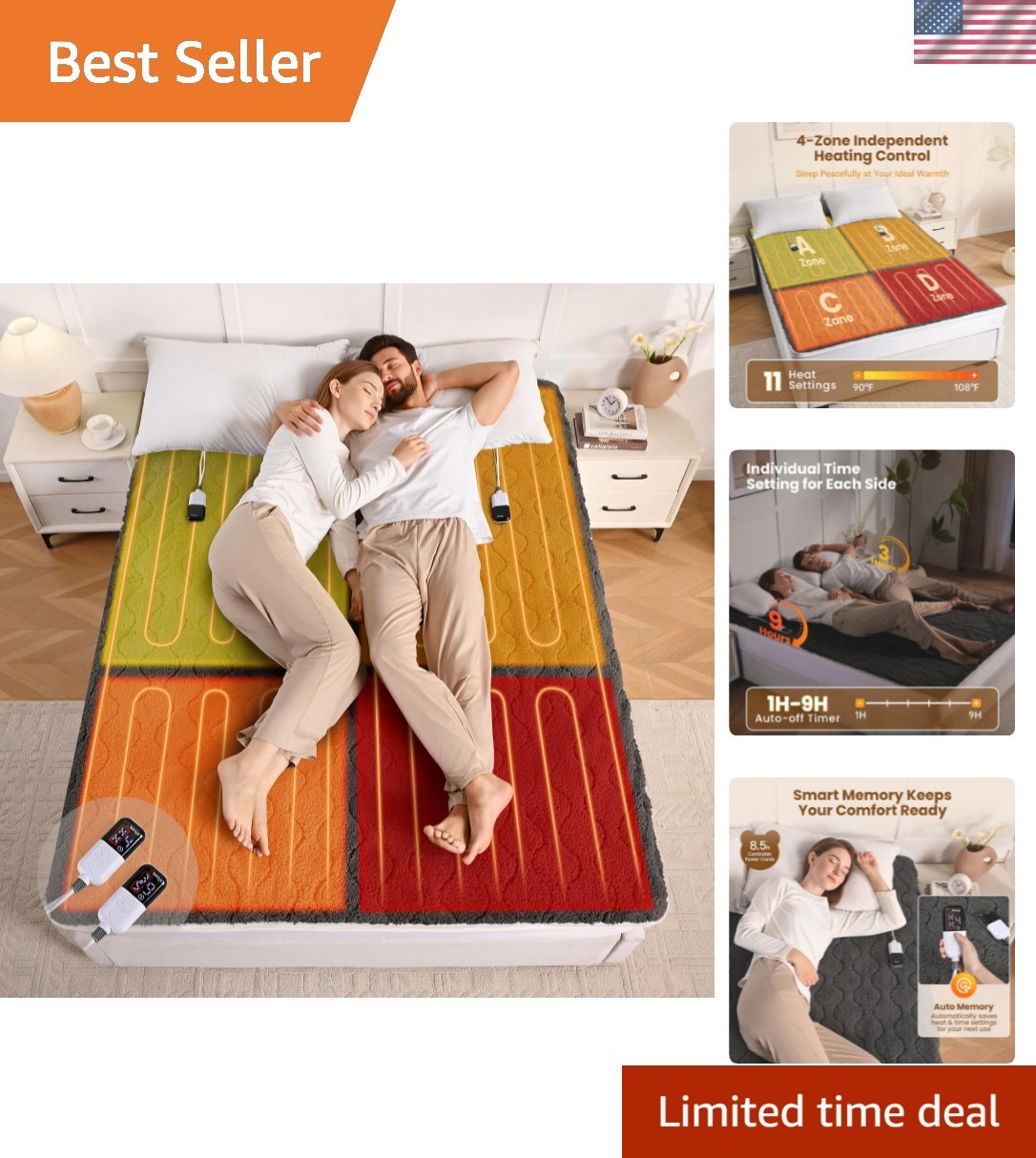 Queen Size, Dual Control Bed Warmer W...