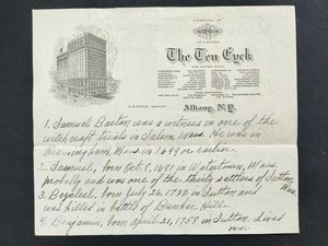 antique THE TEN EYCK HOTEL albany ny with BARTON FAMILY GENEALOGY salem witch