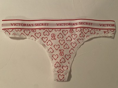 Victoria s Secret Panties M Thong Logo Hearts Cotton Panties Valentine NWT