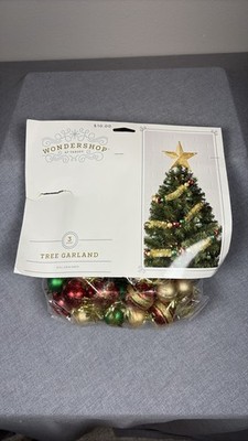 Wondershop Tree Garland Red Gold Green Ornament Holiday Decor 6ft 3ct