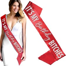 It's My Birthday Bitches Sash Funny Women's Birthday Party Gift Decoration