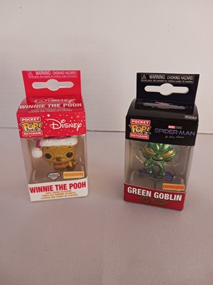 FUNKO POP POCKET KEYCHAIN SPIDER MAN GREEN GOBLIN Pooh Disney METALLIC BOX LUNCH