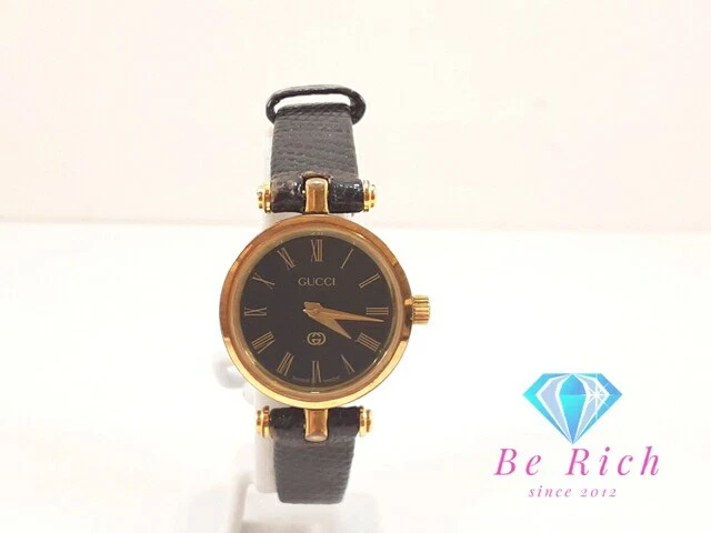 Gucci 2040L Sherry Web Noir Ss Cuir Analogique Qz Qz Vintage Antique Old