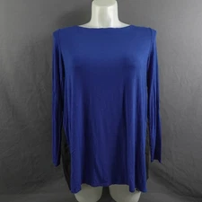 Womens Top Large Blue Black Flowy Sheer Back Soft Girl Romantic Effortless