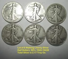 6  Walking Liberty Half Dollars .900 Silver Coin Lot 2.17 Troy Ounces 1942-1943S