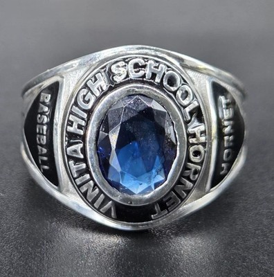 High School Class Ring For Men & Women Custom Gemstone Year Name Logo 925 Silver