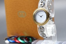GUCCI 11/12.2L Silver 6 Colors Change Bezel Quartz Womens Watch NEAR MINT w/Box