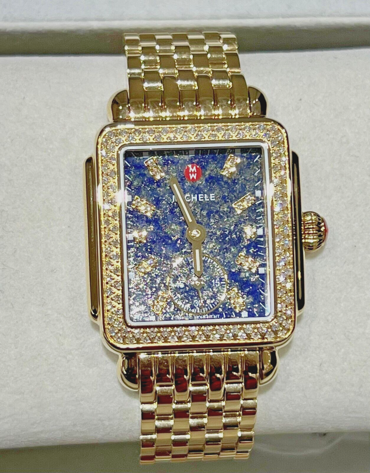 MICHELE MWW06V000126  DECO MID GOLD STAINLESS STEEL, LAPIS LAZULI, & DIAMOND BRA
