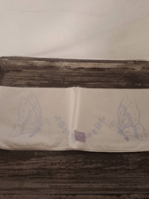 Cross Stitch Stamped Perle Edge Pillowcases Butterlies  Flowers NEW Set of 2