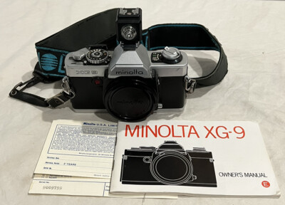 Minolta XG9 Film SLR Camera MD Lens Mount Body Bundle Paperwork