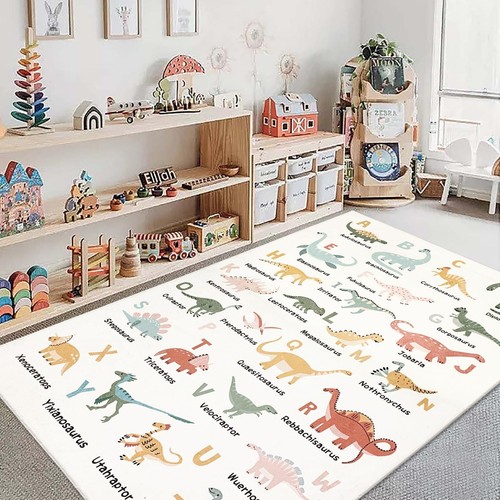 Dinosaur Area Rug - 4x6Ft Large, Soft, Washable, Non-Slip, ABC Animal Alphabe... - 第 5/8 張圖片