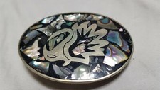 ALPACA SILVER Belt Buckle Vintage INLAY ABALONE