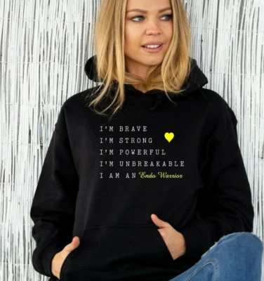 PRINT2WEAR I'm Brave Endo Warrior Ladies hoodie Endometriosis Awareness, Statement hoody