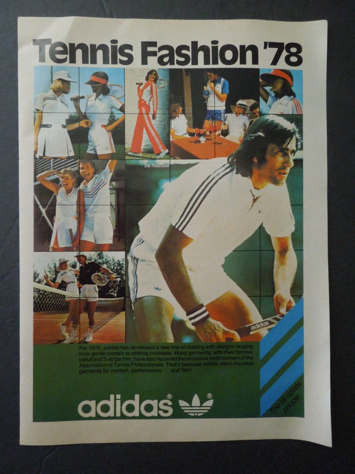 1978 ADIDAS Magazine Ad - Tennis Fashion '78 Ilie Nastase | eBay