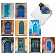 20 Blank All Occasion Cards (10 Designs, 2 Each) - Blue Doors AM7170OCB-B2x10