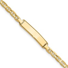 Real 10kt Yellow Gold Anchor Link ID Chain Bracelet; 7 inch; Lobster Clasp