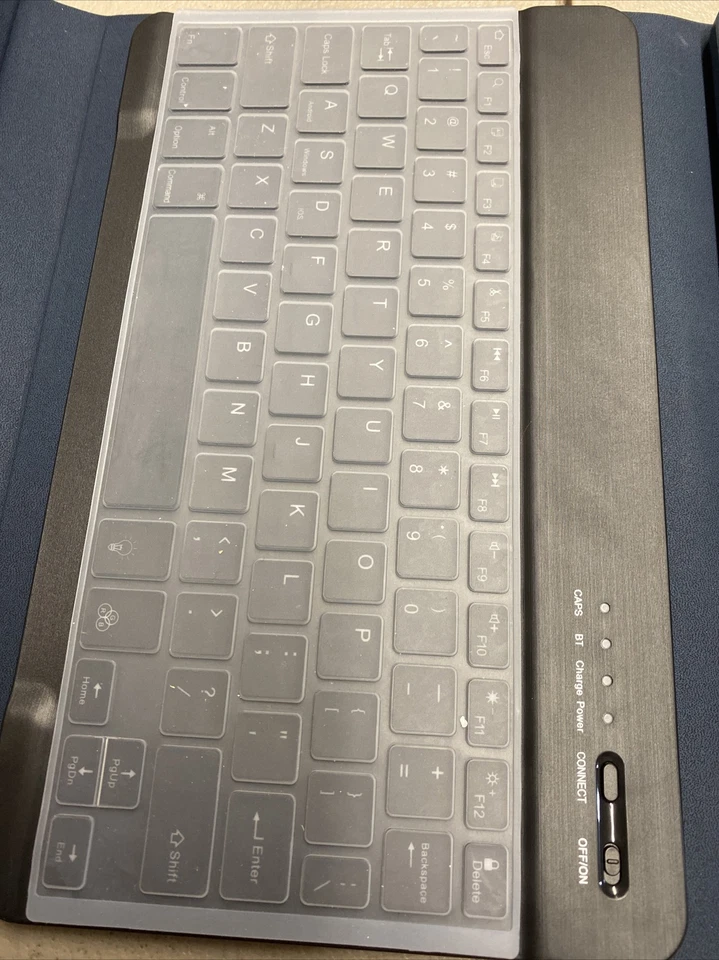 For 9.7 in Tablet Wireless Keyboard Soft Folio Leather Case Stand Cover Blue - Image 2 of 4