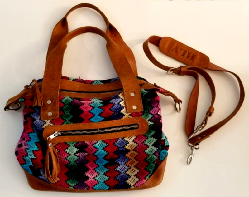 Hasta La Vista Handbag Brown Leather HLV Purse Purple Lining  display picture 1