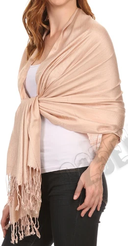 Mantón de pashmina de seda maciza y estola envolvente bufanda de mezcla de lana y seda Foto 4 de 4