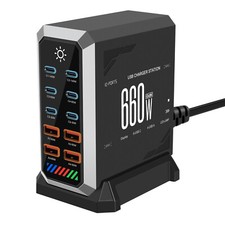 660W 10 Ports Multi USB Charger Station Type C PD Fast Charger For iPhone Laptop