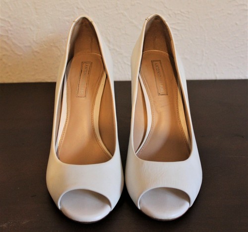 Antonio Melani Open Toe White Leather 