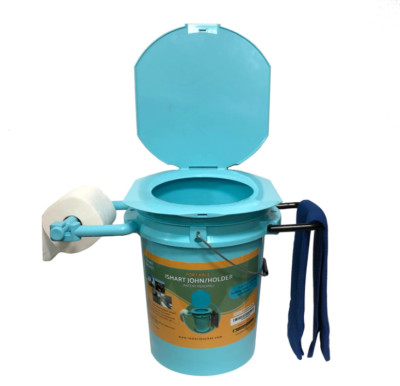 ISMART JOHN-PORTABLE TOILET WITH ACCESSORY HOLDER(Paper, Towel not include)