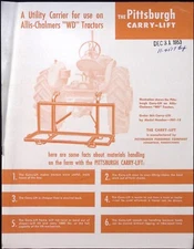1953 Pittsburgh Carry Lift Utility Carrier for WD Tractors Brochure