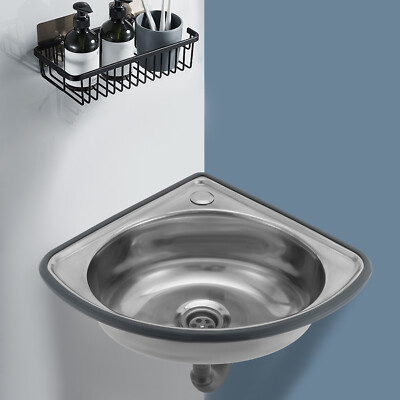 Small Hand Wash Basin Compact Bathroom Cloakroom Wall Mounted Triangle Sink NEW！