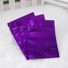 100PCS Double Sided Glossy Purple Resealable Zip Seal Lock Storage Bags 3x4"