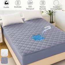 Quilted Waterproof Mattress Topper Deep Fitted Mattress Pad Protector Bed Cover