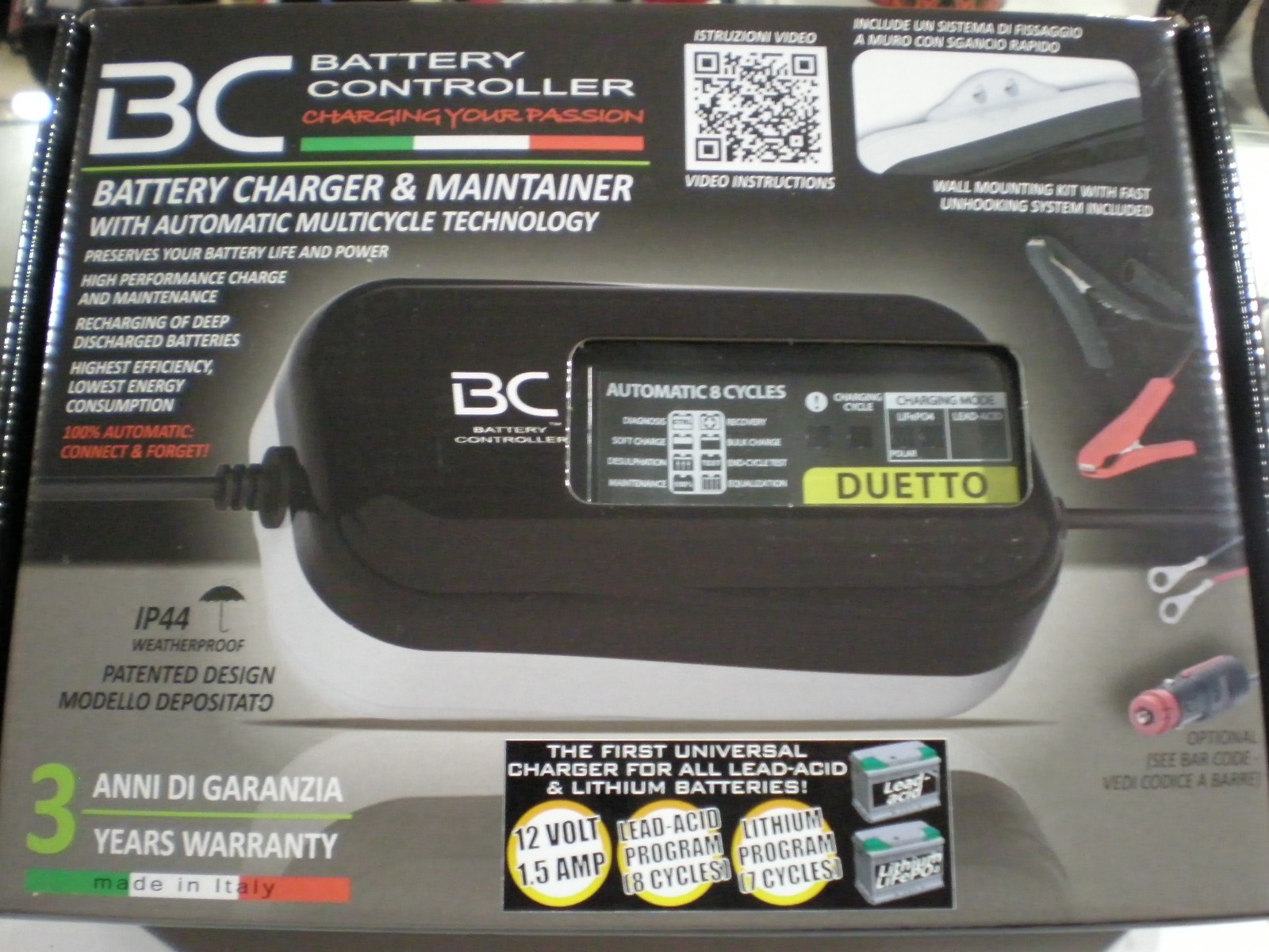 Caricabatteria BC CARICA BATTERIA MANTENITORE BC BATTERY  DUETTO 1,5 AMP