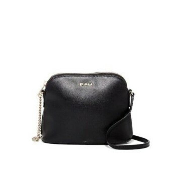 black leather chain purse