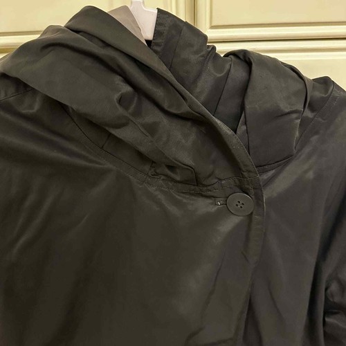 Eileen Fisher Women’s Reversible Coat Jacket Black Grey Hooded Cotton Nylon - Picture 4 of 11