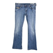 Womens Y2K Diesel Blue Denim Jeans Lowky Boot Cut Italian Mid Rise Size 29x32