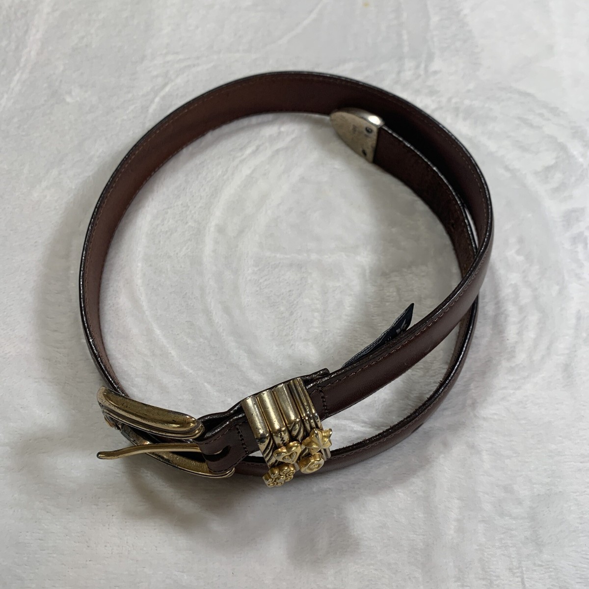 Vintage Brighton Western Black and Brown Leather Waist Belt 1996 Made in USA Vintage 1996 Brighton Brown Leather Belt Womens Size S 22909  main image 4
