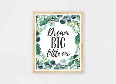 Dream Big Little One, Jungen Kinderzimmer Drucke, Eukalyptus Kinderzimmer Deko Wandbild