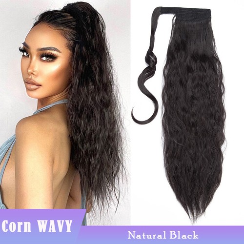 Thick Wavy Clip-in Ponytail Hair Extensions Real Soft Natural As Human Pony Tail - Picture 126 of 142