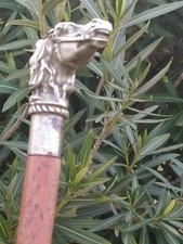 CANNE  Pommeau en Forme de Tête de Cheval et de Chien. BRONZE XIX ème 