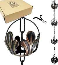 U-nitt Rain Chains, Roof Gutter Downspout Channel, Rainwater Catcher/Diverter