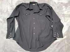 Ely Cattleman Shirt XL Black striped Mens Pearl Snap Button Up Western Cowboy