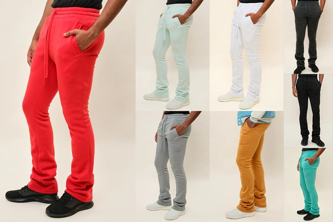 Victorious Men's Essential Flared Stacked Athletic Fleece Sweat Pants FL94