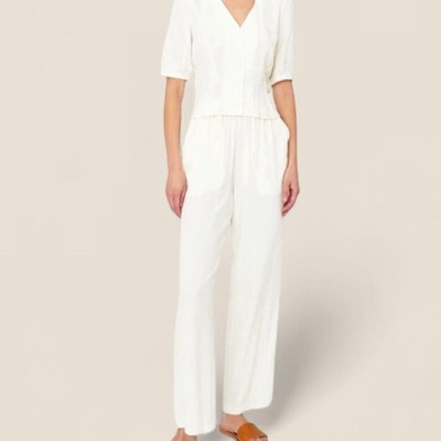 Kule suki pant | Medium Cream Rayon Pull On Pants Minimalist Coastal Chic NWT