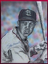 Stan Musial Painting Original Art Signed by Gary Longordo Artwork Autograph JSA