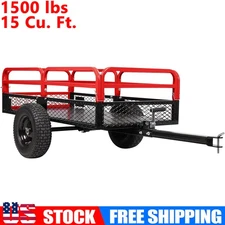 For ATV / UTV Heavy Duty Utility Cart Cargo Trailer Tow Behind Dump Cart 1500lbs