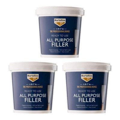 3x Bartoline 1876 Allzweck Fertigmisch Spachtel Putz Holz Ziegel Reparatur 1kg