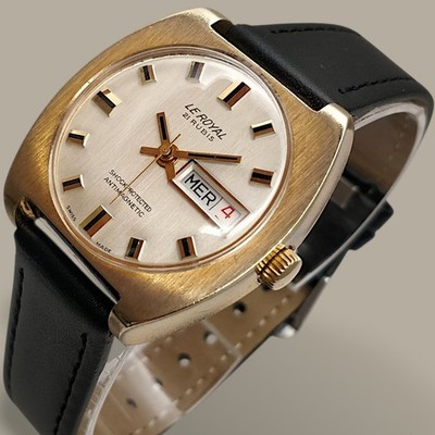 Le Royal 34mm 70er Jahre Herren Mechanisch Vintage Uhr Voll Funktioniert Cal Ronda 1127